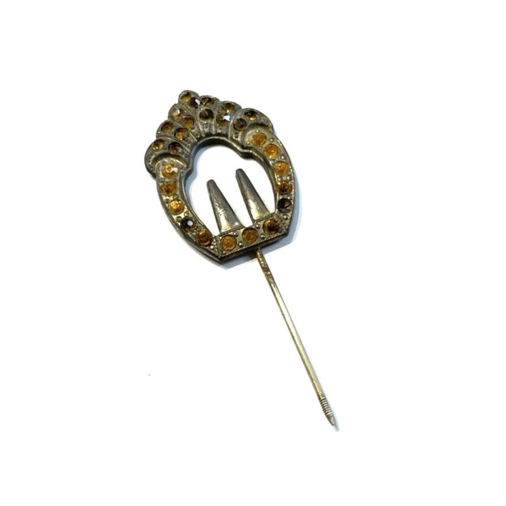 Art Deco Stick Pin 3" Pot Metal Antique Jewelry Missing Stones